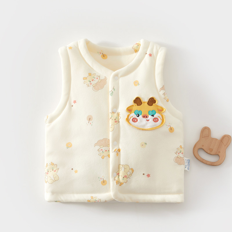 婴儿马甲秋冬季夹棉外穿背心加厚保暖宝宝衣服冬装上衣a类纯棉6冬
