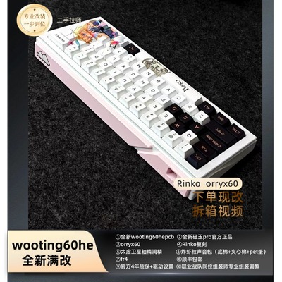 wooting60he+满改键盘定制磁轴客制化打瓦orryx60铝壳粉白键帽
