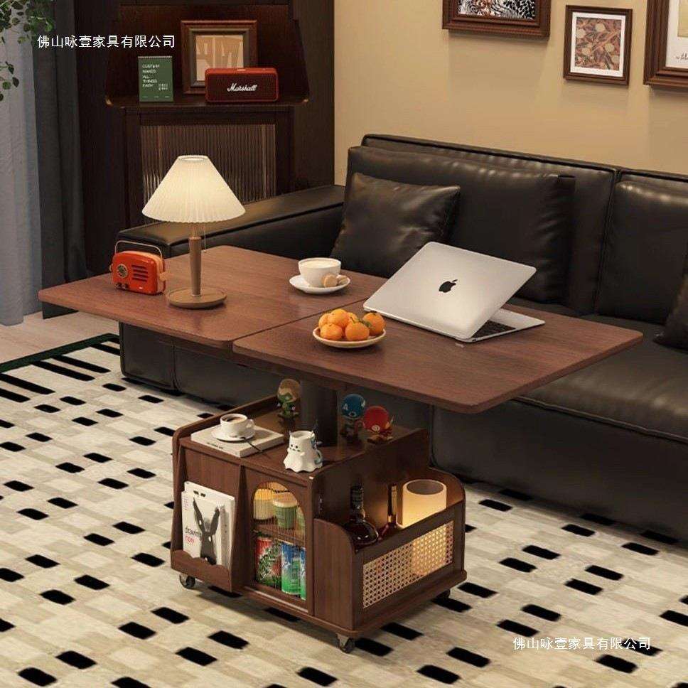 实木多功能移动推车茶几茶桌升降客厅折叠茶台餐桌沙发两用小户型
