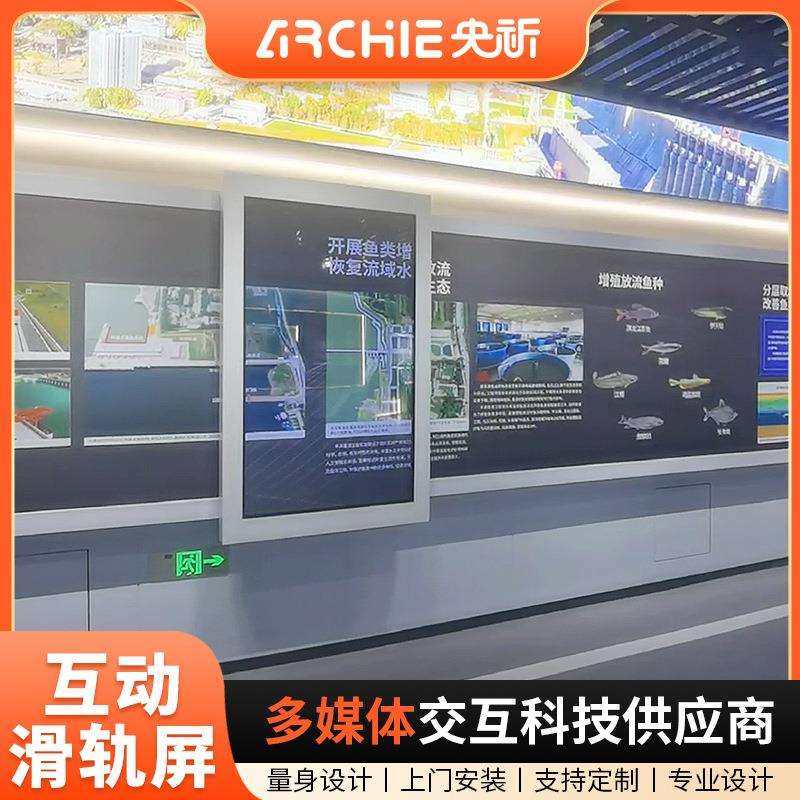 2025展厅智能互动滑轨屏直线型内嵌型外挂型发展历程文化墙一体机
