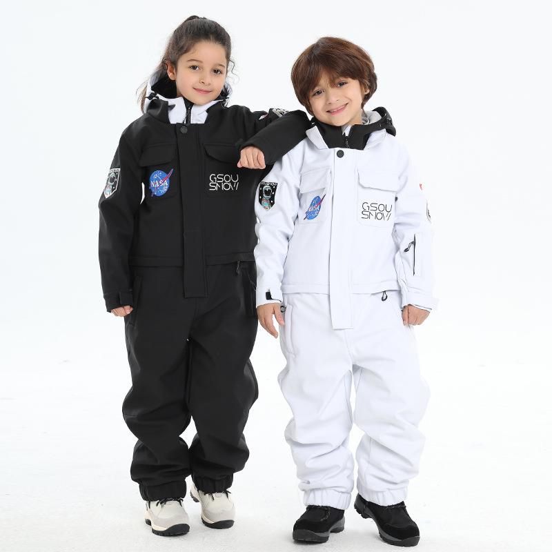 gsousnow冬季新款单板连体滑雪服大童防风防水透气双板滑雪服男童