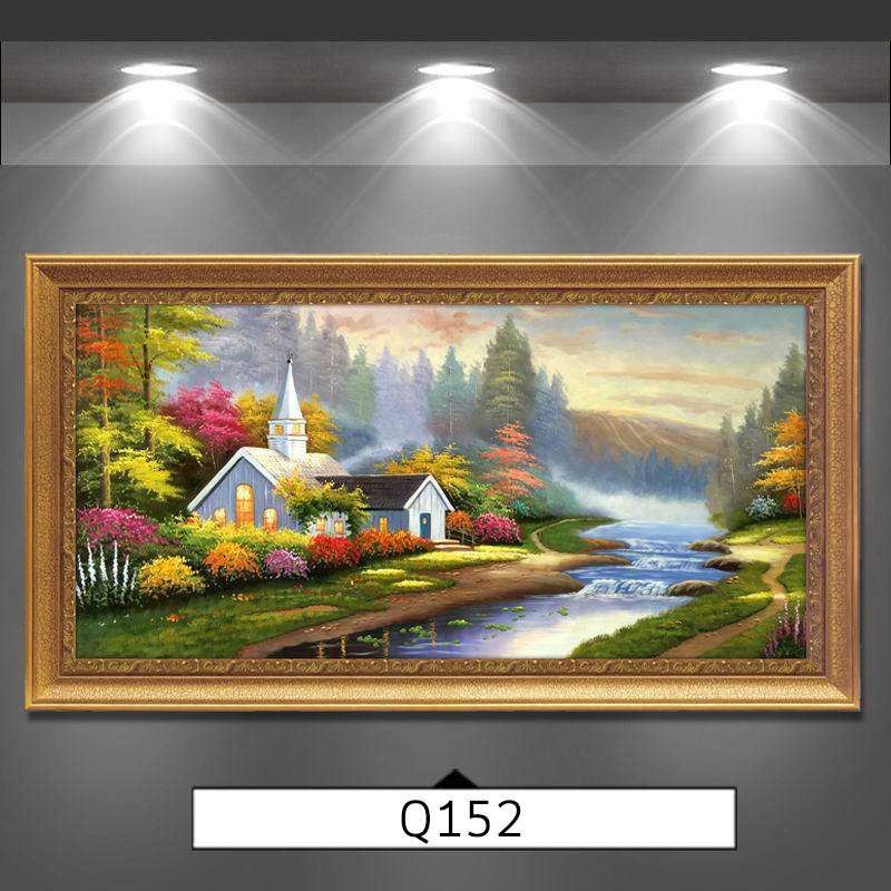 欧式风景山水画风水靠山油画客厅装饰画办公室挂画直销代发