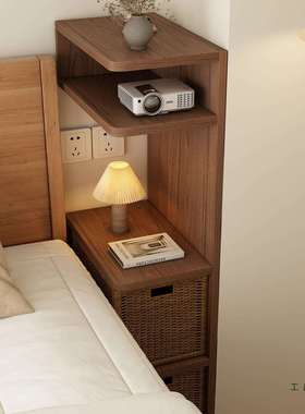 新款家用超薄极窄边版藤编替代神器17cm28cm小型简易床头柜置物架