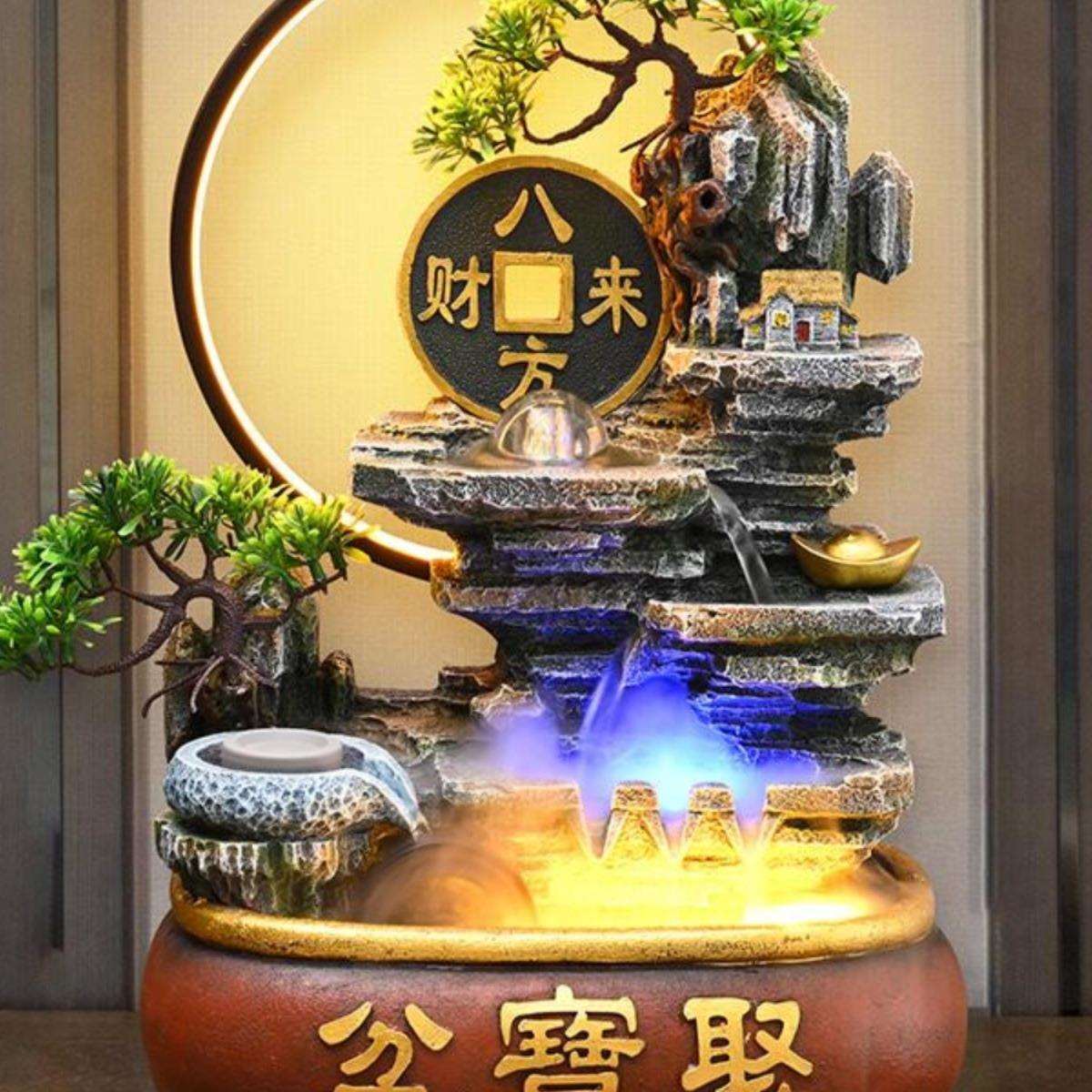 假山流水喷泉客厅循环水景观招财风水轮办公室生财桌面加湿器摆件
