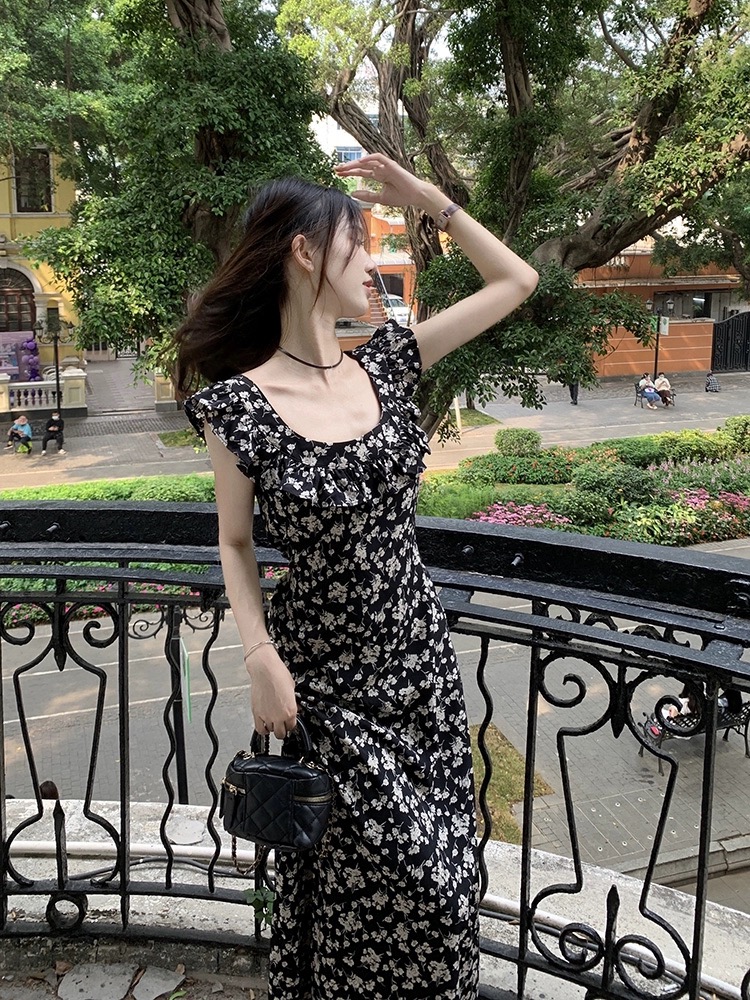 【特惠秒杀】A仙女甜美显瘦气质碎花连衣裙桔梗茶歇法式长裙_韩都依号店_女装/女士精品-第4张图片-提都小院