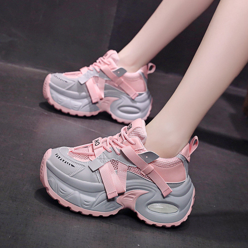 单网老爹鞋女款2026新款夏季透气厚底增高配裙子鞋子轻休闲运动鞋