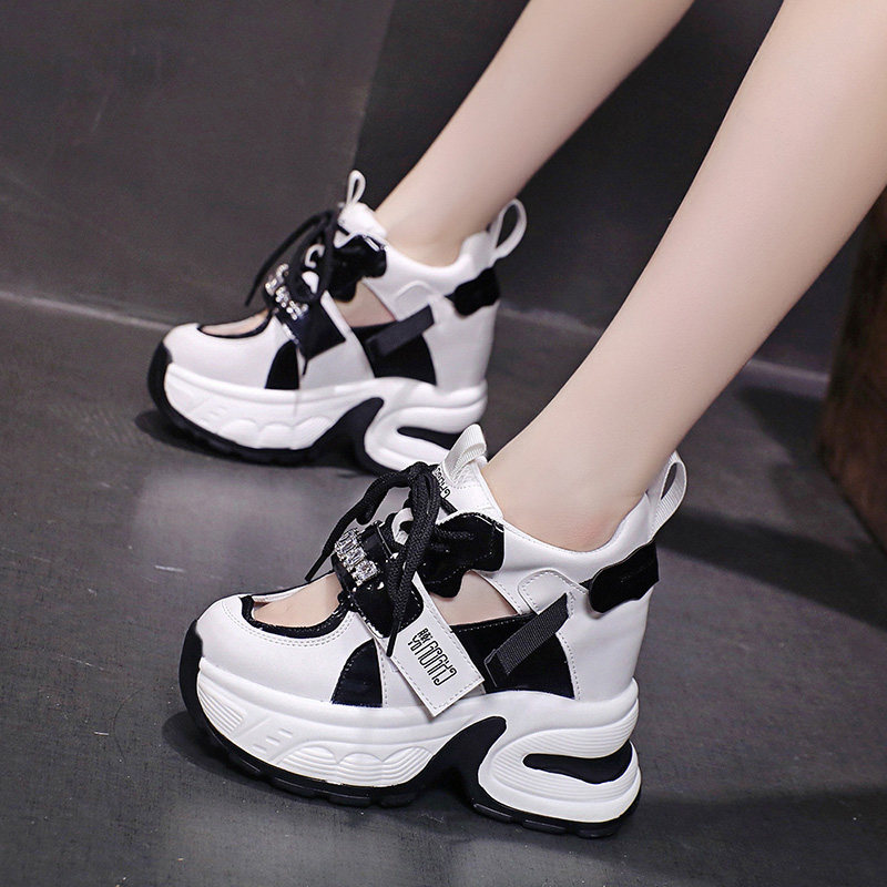 镂空老爹鞋女夏季2026新款透气休闲运动厚底小个子10cm内增高凉鞋