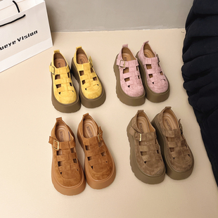 欧货7cm增高勃肯鞋女2025夏季新款复古百搭小个子厚底凉鞋女单鞋