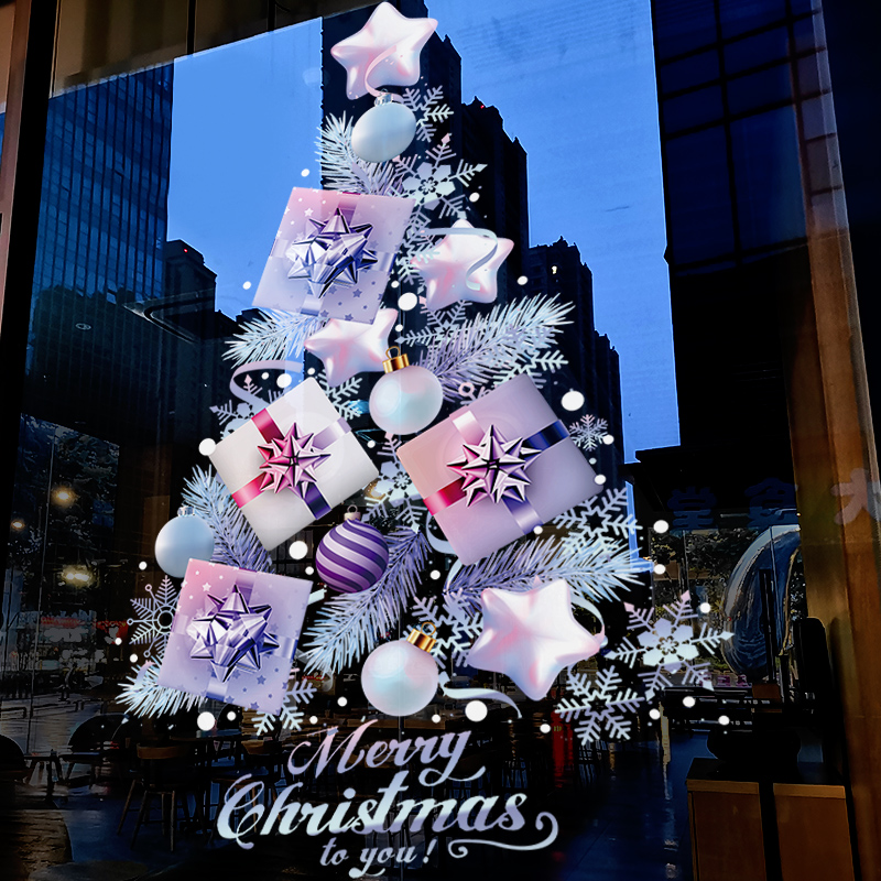 圣诞节装饰布置玻璃门贴纸