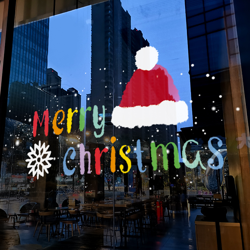 静电贴玻璃门贴纸圣诞节装饰布置