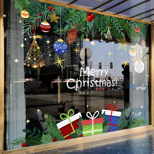 圣诞节装饰布置静电贴玻璃门贴纸