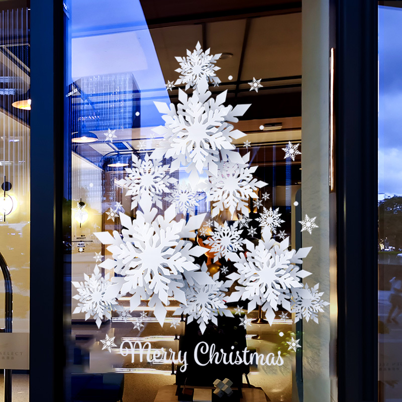 圣诞节装饰布置静电贴玻璃门贴纸