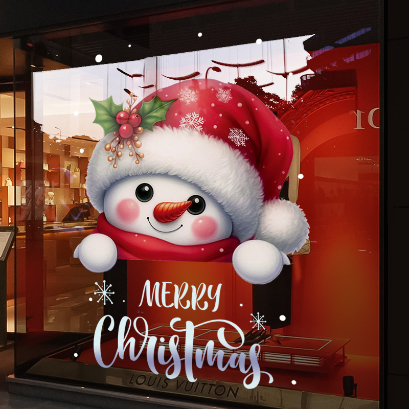 圣诞节装饰橱窗布置玻璃门贴纸