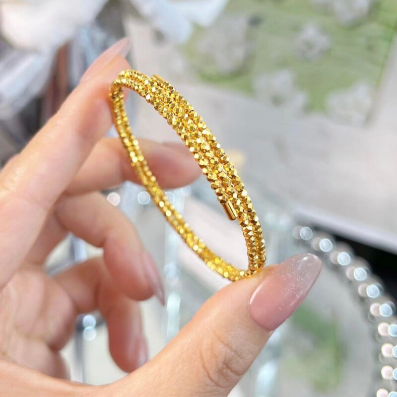 古法金包银蹦迪珠手镯女爆闪弹力记忆手链伸缩记忆手环情人节礼物