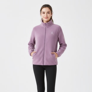 圣龙貂奥粒绒女外套加厚防风服女户外女装 立领拉链上衣弹力开衫