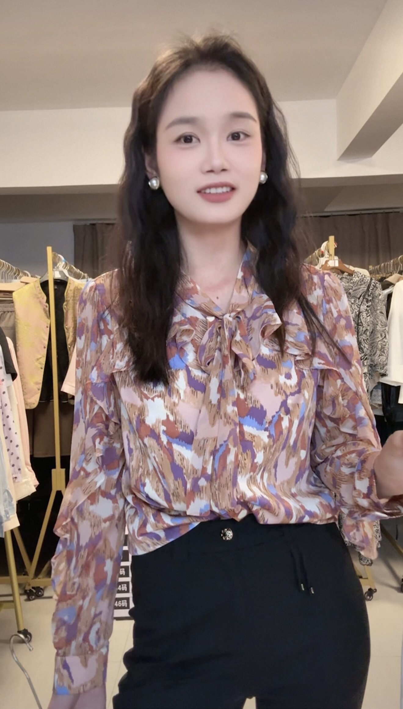 【歌家】白鹿同款！新款时尚气质印花衬衫