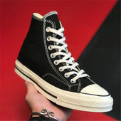 情侣款 潮板鞋 帆布鞋 人本高帮男鞋 1970s黑色休闲鞋 韩版 百搭女鞋 子