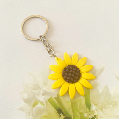 超好看的钥匙扣新款太阳花向日葵软胶钥匙扣挂件小清新可爱情侣钥