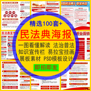 民法典海报展板素材一图看懂解读法治普法知识易拉宝挂画模板设计