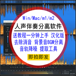 人声伴奏分离软件去除消音背景音BGM音轨降噪原唱乐器提取工具