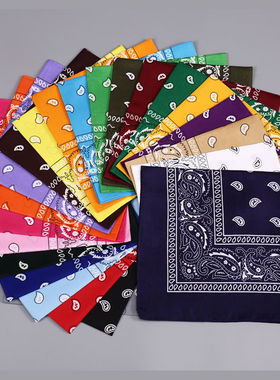 54cm涤纶嘻哈多巴胺头巾hiphop运动腰果街舞头巾发带时尚方巾潮人