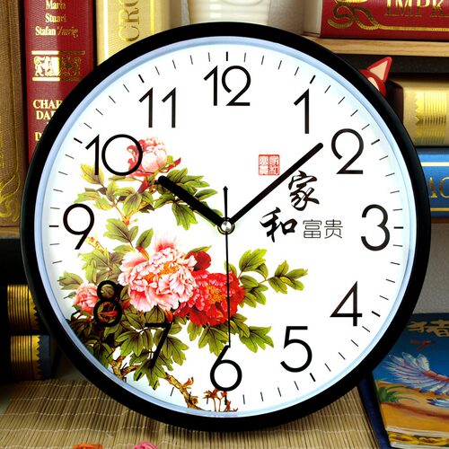 静音中式挂墙客厅日历石英挂钟