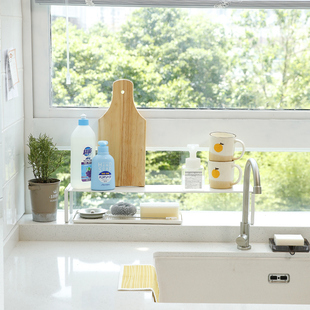 森道尔厨房伸缩窗台置物架窄款收纳洗洁精清洁剂杂物杯子沥水槽边