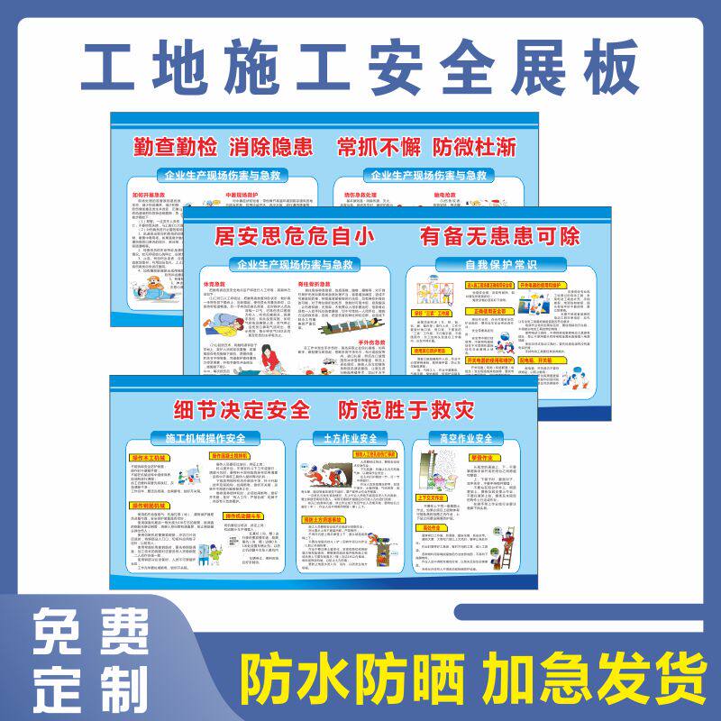 建筑工地施工人员安全生产标语牌文明工地安全施工提示牌文明施工安全