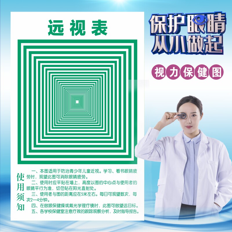 视力保健图眼睛保健远视图眼肌运动训练挂图缓解视力疲劳海报眼肌运动