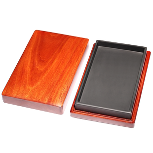 国家非遗正宗高档老坑深池素砚天然原石安徽歙砚手工制作实用大墨池设计配樟木盒收藏送礼文房四宝砚台