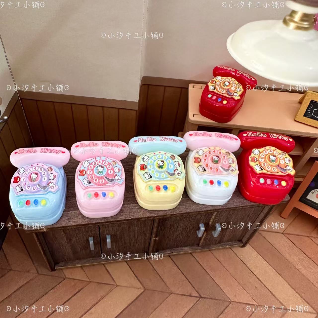 定制仿真kt座机复古电话机diy奶油胶树脂饰品配件娃娃屋摆件场景