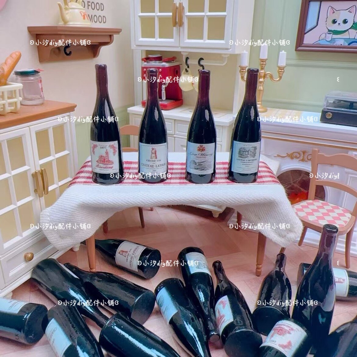 定制仿真微缩食玩红酒瓶diy奶油胶饰品配件手工制作娃屋摆件材料