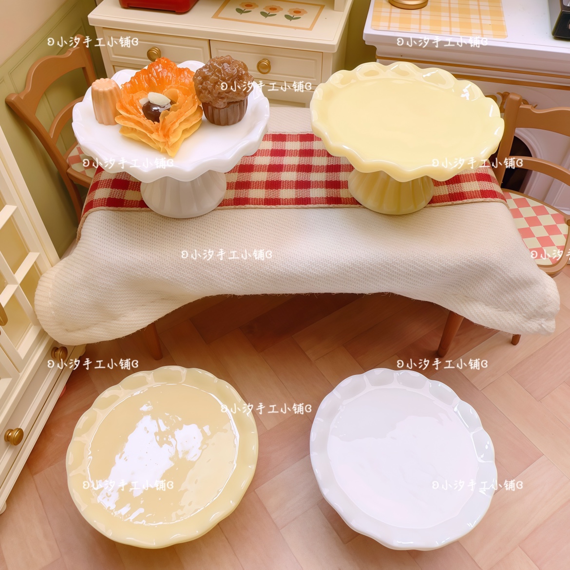 定制仿真微缩甜品台展示架托盘diy奶油胶树脂饰品配件娃娃屋摆件