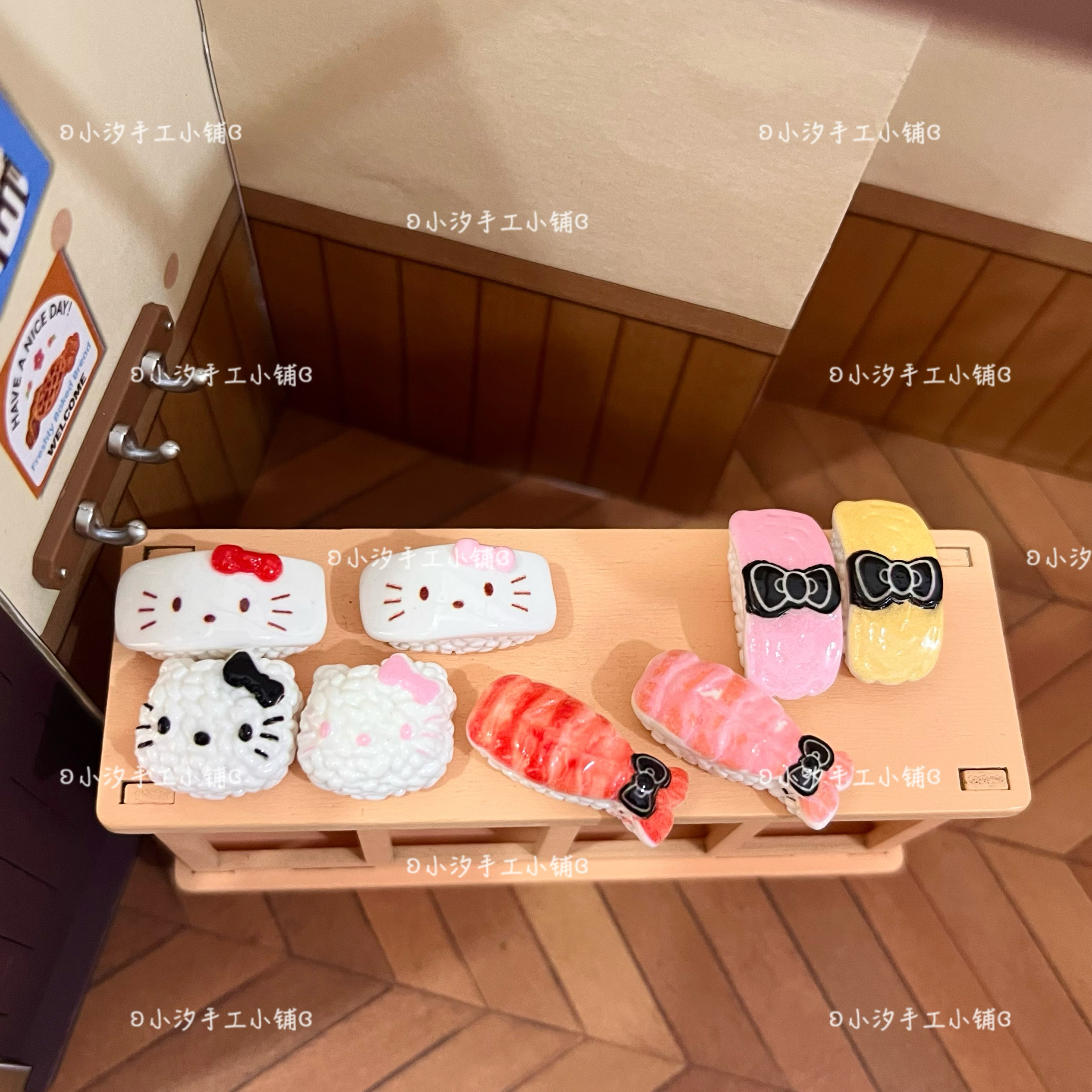 定制仿真迷你kt寿司食玩发夹diy奶油胶树脂配件饰品手工发夹材料