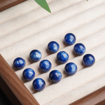 7A天然蓝晶石散珠单珠配件蓝色水晶diy手工男女手链项链配珠