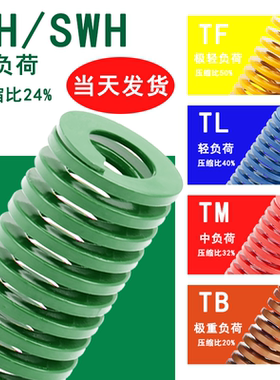 绿色模具弹簧国产65mn日标扁线矩形高强度压簧重负荷型TH/SWH