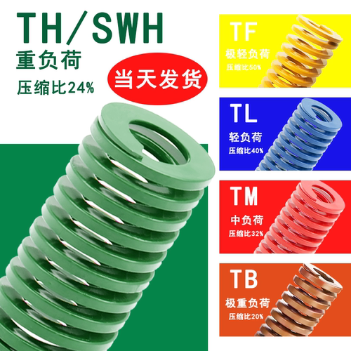 绿色模具弹簧国产65mn日标扁线矩形高强度压簧重负荷型TH/SWH