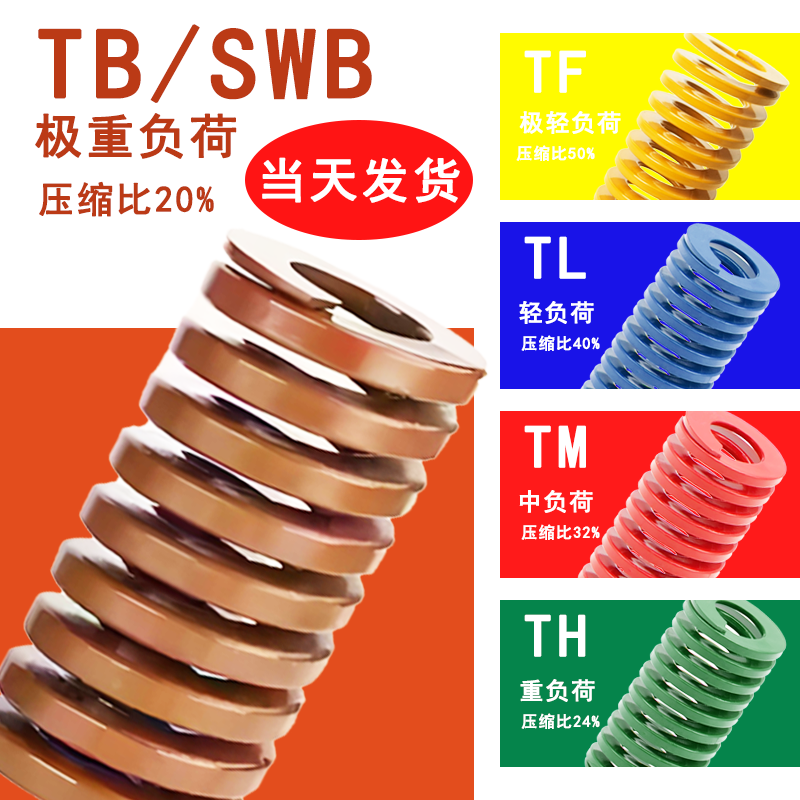 茶色模具弹簧国产65mn日标扁线矩形高强度压簧极重负荷型TB/SWB
