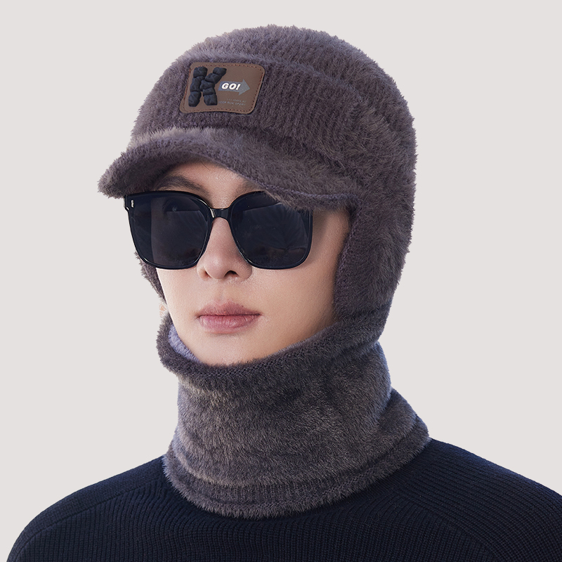 毛线帽子男士冬季中老年护