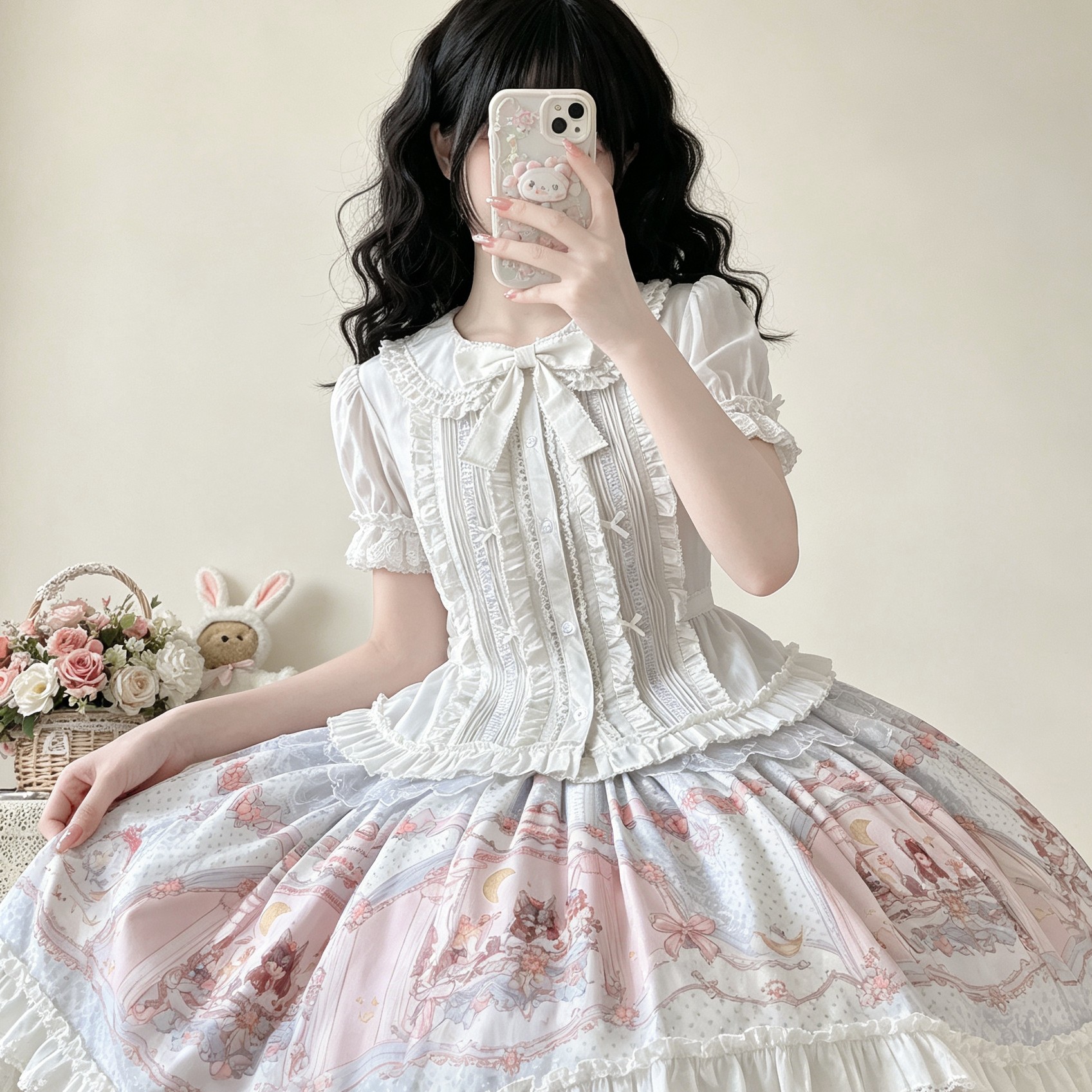lolita衬衫日系软妹修身内搭上衣