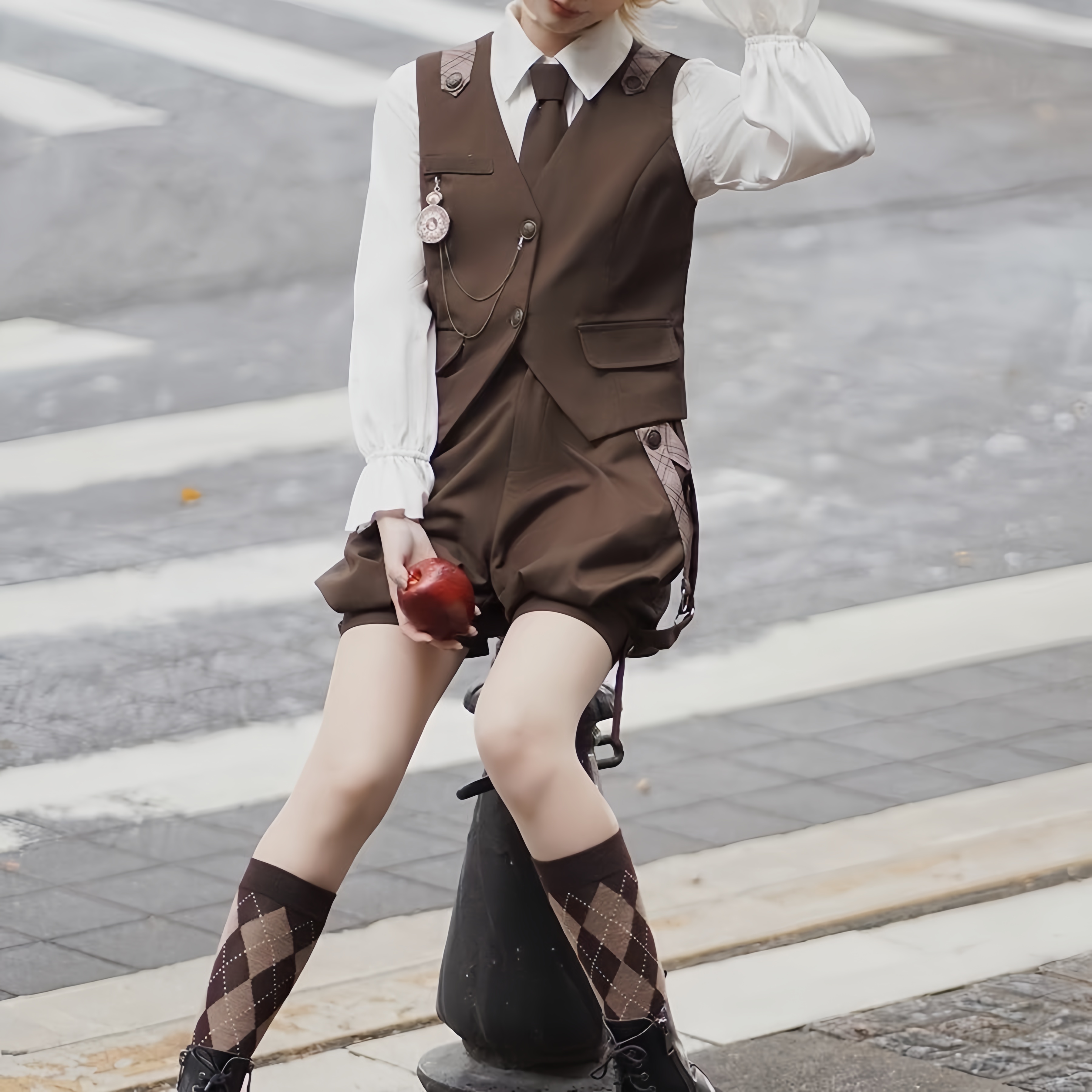lolita王子系衬衫马甲背带正太装