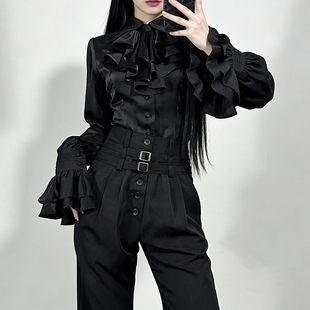 Lolita王子系小众西裤高级感裤子高腰微喇裤春夏新款中性风骑士裤