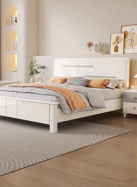 奶油风床实木床现代简约白色1.5米双人床主卧出租家房用18大床