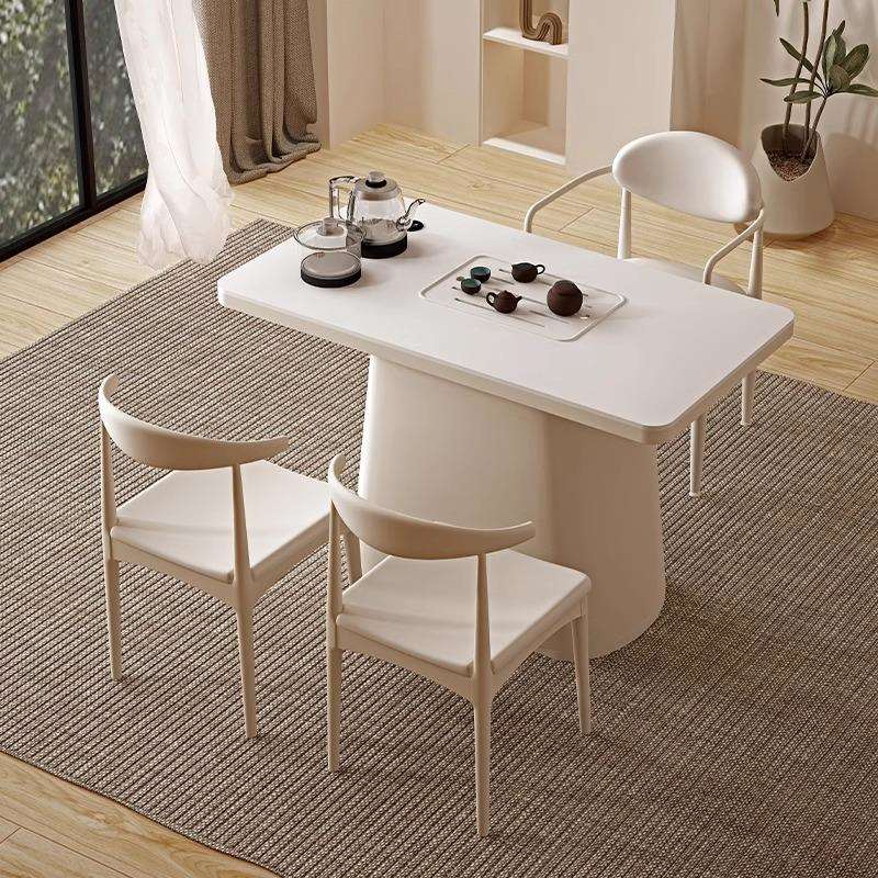 奶油风小户型阳台茶桌椅组合现代简约商务洽谈椅茶台家用客厅餐椅