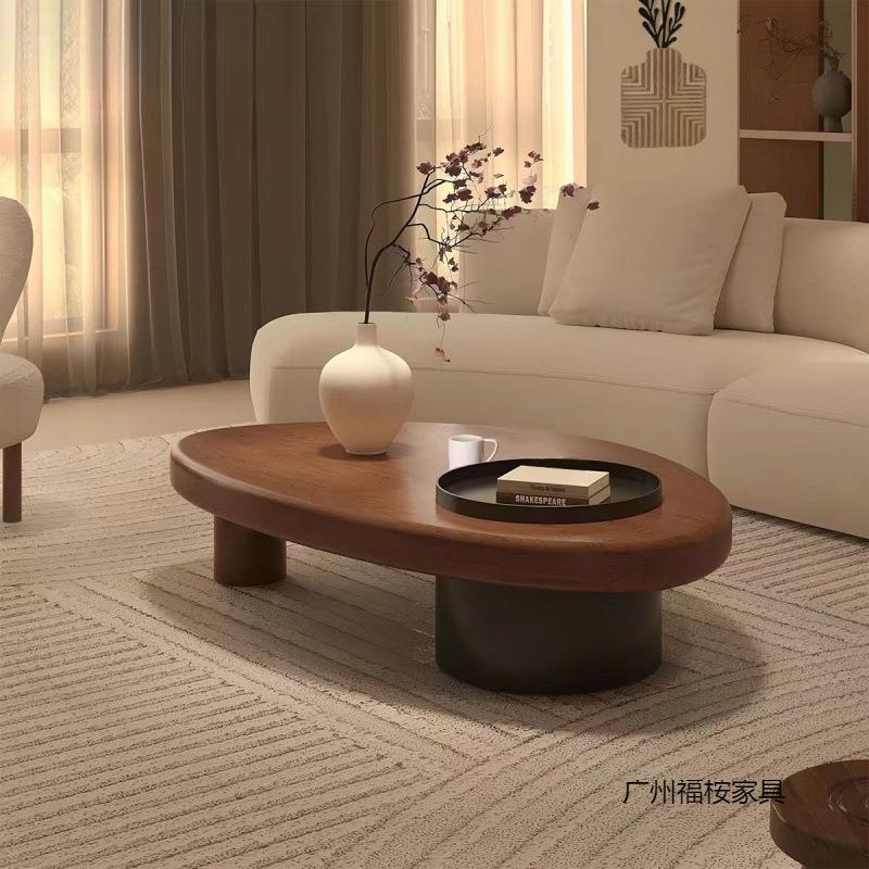 新古风实木茶桌客厅家用茶几异形新款小户型创意收纳原木茶几