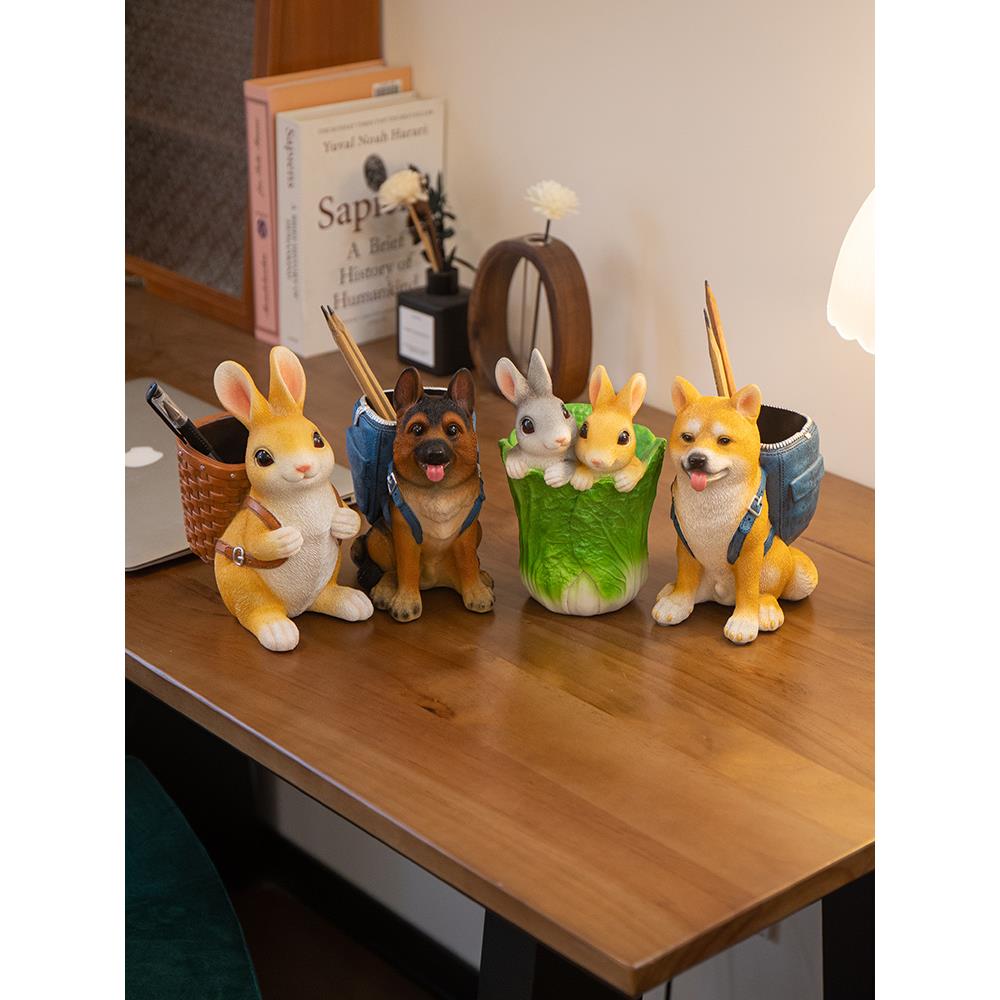 可爱笔筒学生办公室文具用品收纳盒儿童男女孩创意桌面装饰品摆件