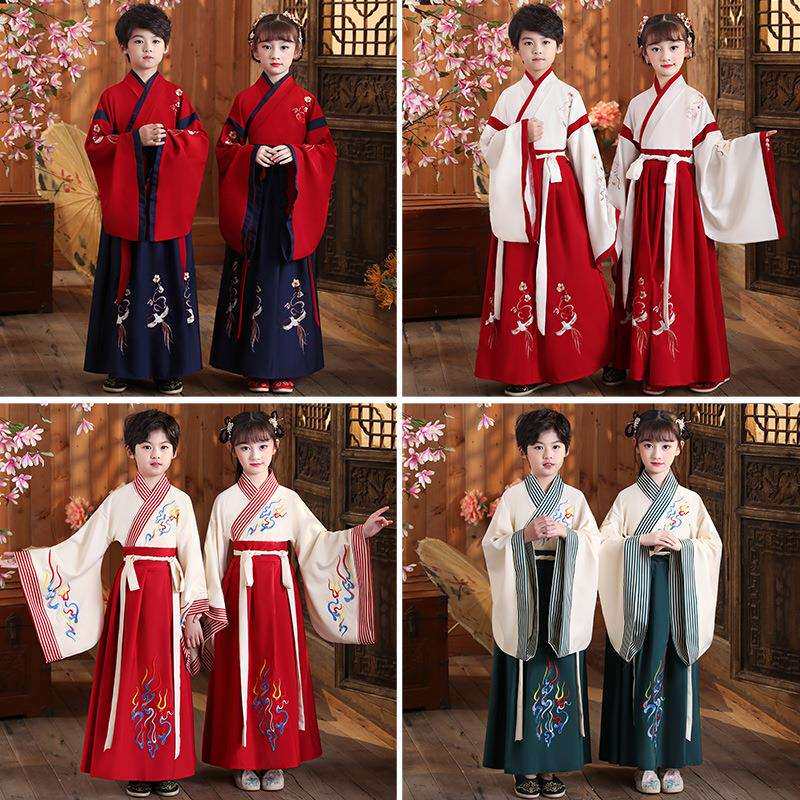 焕琦儿童古装汉服国学服装女幼儿诵读古风古诗词开笔礼朗诵演出服