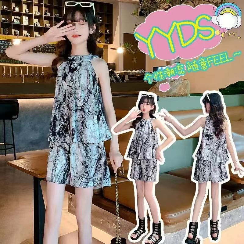 女童碎花套装夏装两件套2025新款儿童学生网红洋气薄款夏季中大童
