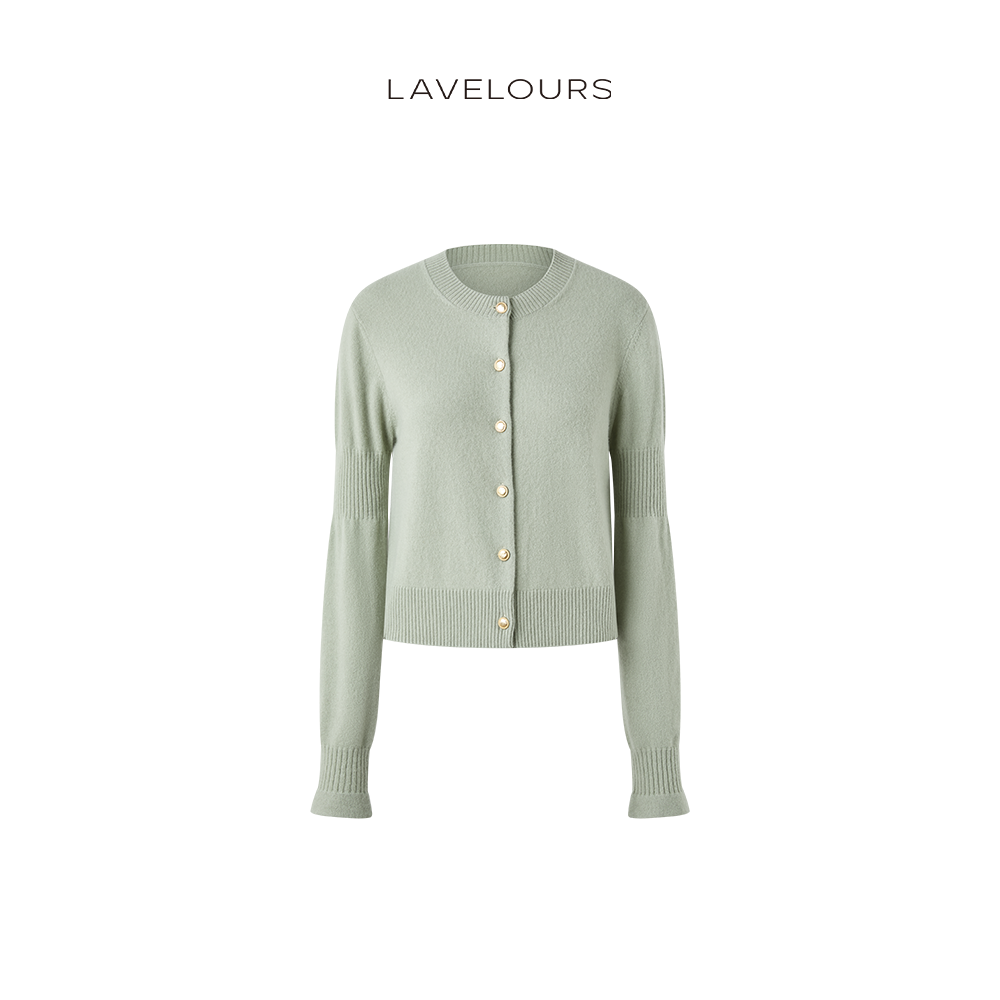 LAVELOURS 轻奢高支羊绒羊毛混纺开衫圆领长袖合体外套女