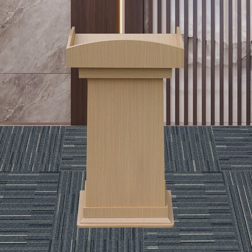 白色原木色带轮带抽屉演讲台主席发言台会议讲台桌门店迎宾接待台